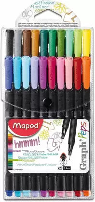 Maped Graph peps Fineliner Pen (Pack of 20, Ink Color - Multicolor)