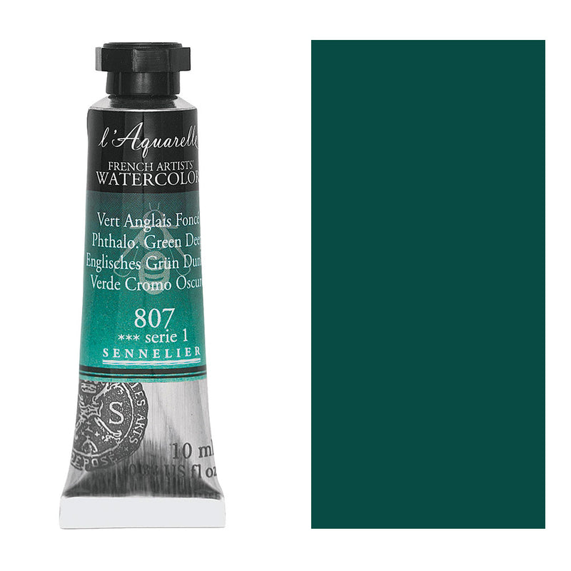 Sennelier l'Aquarelle French Artists' Watercolor 10 ML Phthalocyanine Green Deep