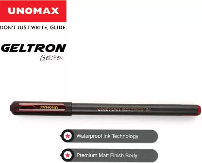 UNOMAX Geltron Waterproof Ink Gel Pen (Pack of 50, Ink Color - Blue, Black, Red)