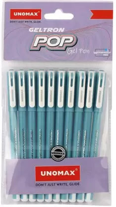 UNOMAX Geltron POP Gel Pen (Pack of 10, Ink Color - Blue)