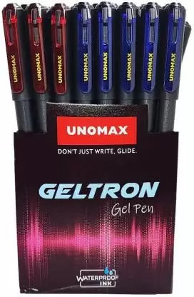 UNOMAX Geltron Gel Pen Jar(Pack of 35 Blue. 12 Black and 3 Red) Gel Pen (Pack of 50, Ink Color - Blue, Black, Red)