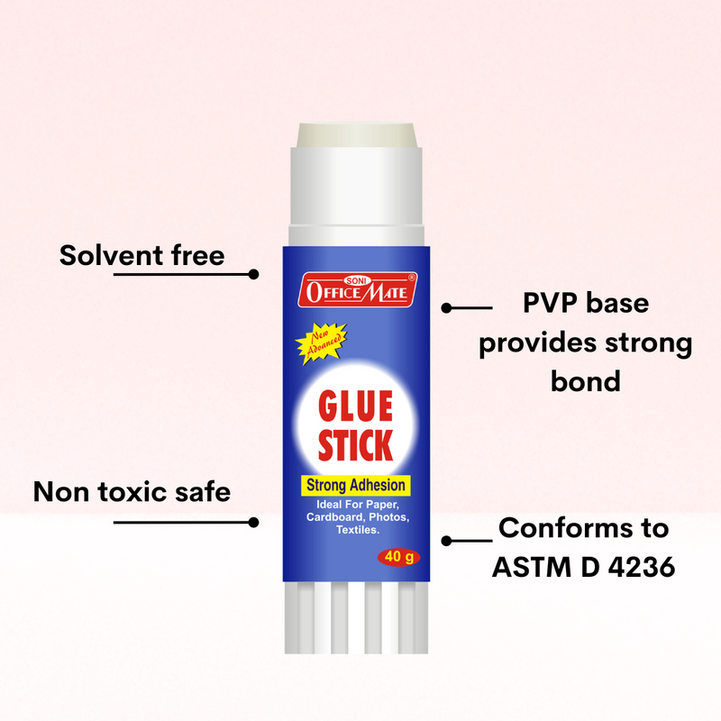 Soni Officemate 40 Gm Glue Stick Non Toxic Transparent Adhesive for Decorations and Craft Projects pack of 1