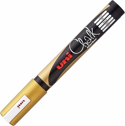 Uni Liquid Chalk Marker (PWE-5M) | Gold Ink