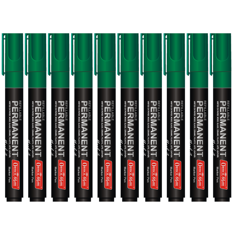Soni Officemate Permanent Marker - Pack of 10 (Green)
