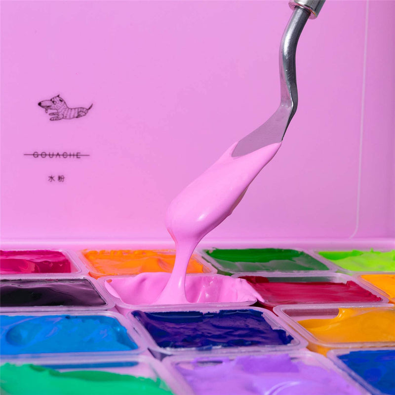 HIMI Gouache Paint Set Jelly Cup 18 Vibrant Colors Non Toxic Paints with  Portabl