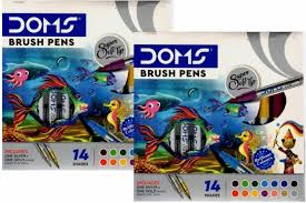 DOMS BRUSH PEN 14 SHADE INCLUDES 1 SILVER & 1 GOLD (Pack of 2) (Set of 14, Multicolor)