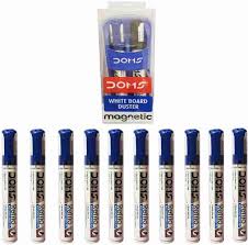 DOMS 10 WHITE BOARD MARKER + 1 WHITE BOARD MAGNETIC DUTER (Set of 11, Multicolor)