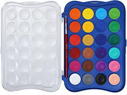 DOMS Non Toxic 30 mm Watercolour Cake Set with Paint Brush (Set of 24, Multicolor)