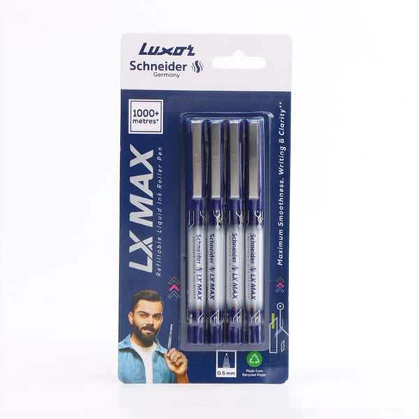 SCHNEIDER LX Max Cone Tip Roller Ball Pen-Blue (Pack of 4)
