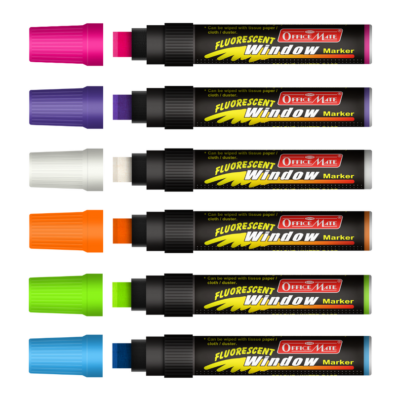 Soni Officemate Jumbo Liquid Chalk Markers, Fluorescent  Window  Markers (Pack of 6)