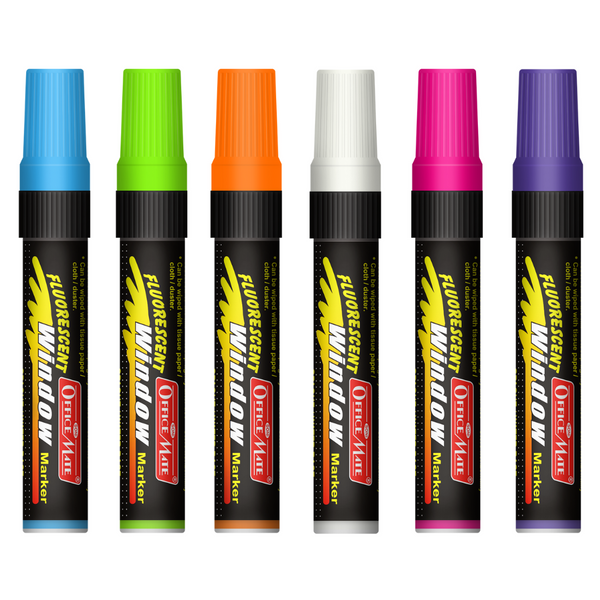 Soni Officemate Jumbo Liquid Chalk Markers, Fluorescent  Window  Markers (Pack of 6)