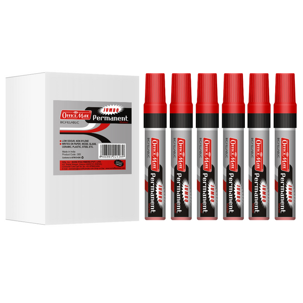 Soni Officemate Jumbo  Permanent Marker - Pack of 6 (Red)