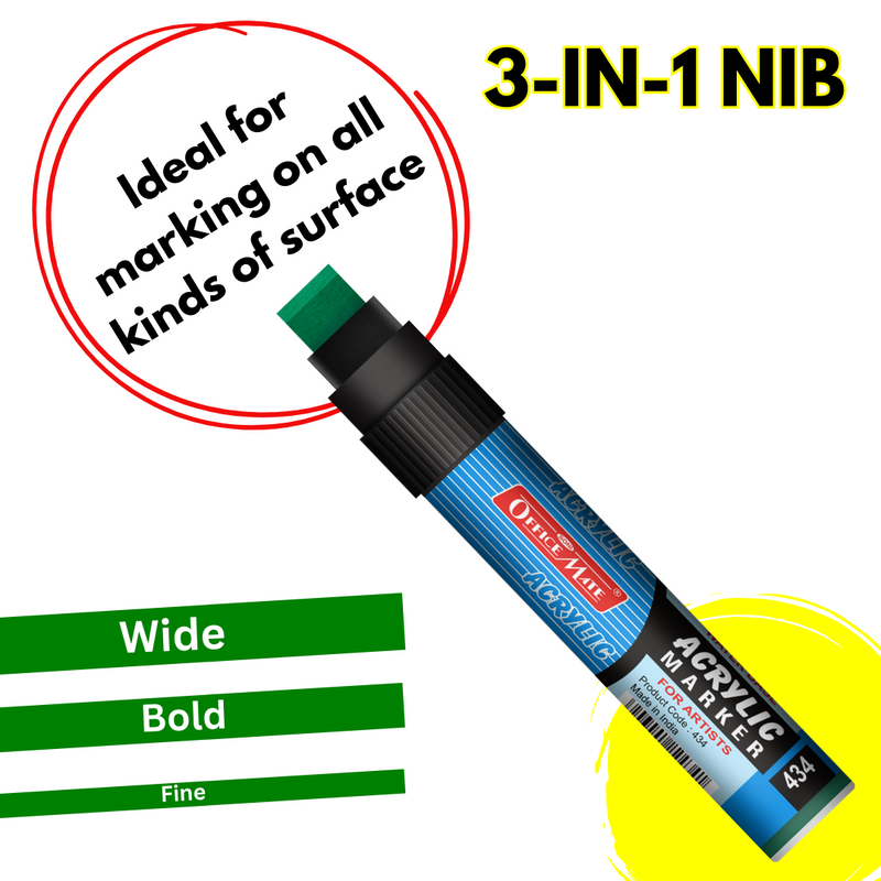 Soni Officemate Jumbo Acrylic Markers GREEN- (Pack of 1)