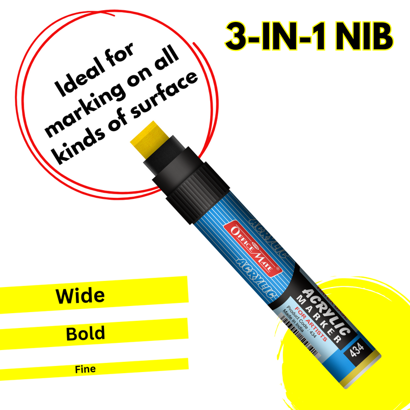 Soni Officemate Jumbo Acrylic Markers YELLOW- (Pack of 1)