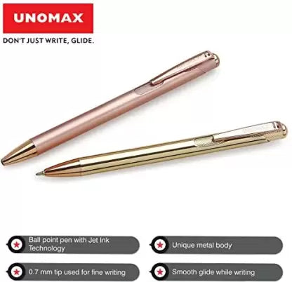 UNOMAX Lumina Premium Metal Retractable Ball Pen (Pack of 4, Ink Color - Blue)