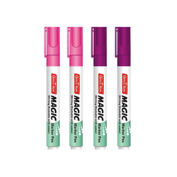 Soni officemate Magic Marker Pen (4pcs), Water-Washable, Bright Colours, Eco-Friendly