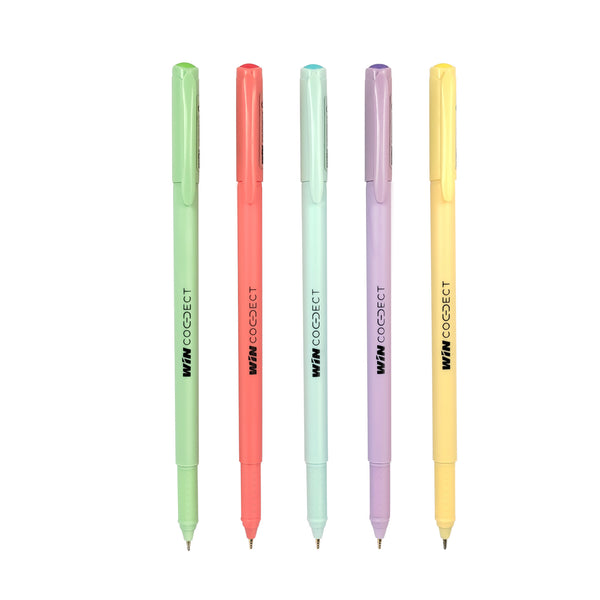 WIN Connect Ball Pens | 10 Blue Ink Pens | 0.7 mm Tip | Elastic Grip | Diamond Cut Tip for Smooth Writing | Sleek Body & Minimalistic Design | Thick Refills, Refillable Pens | Long Lasting Pens