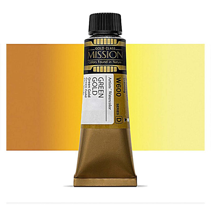 Mijello Mission Gold Class Professional Grade Extra-Fine Watercolour - Green Gold (600) - 15 Ml