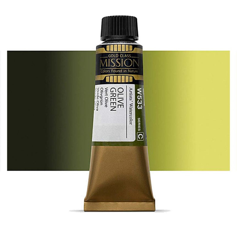 Mijello Mission Gold Class Professional Grade Extra-Fine Watercolour - Olive Green (533) - 15 Ml