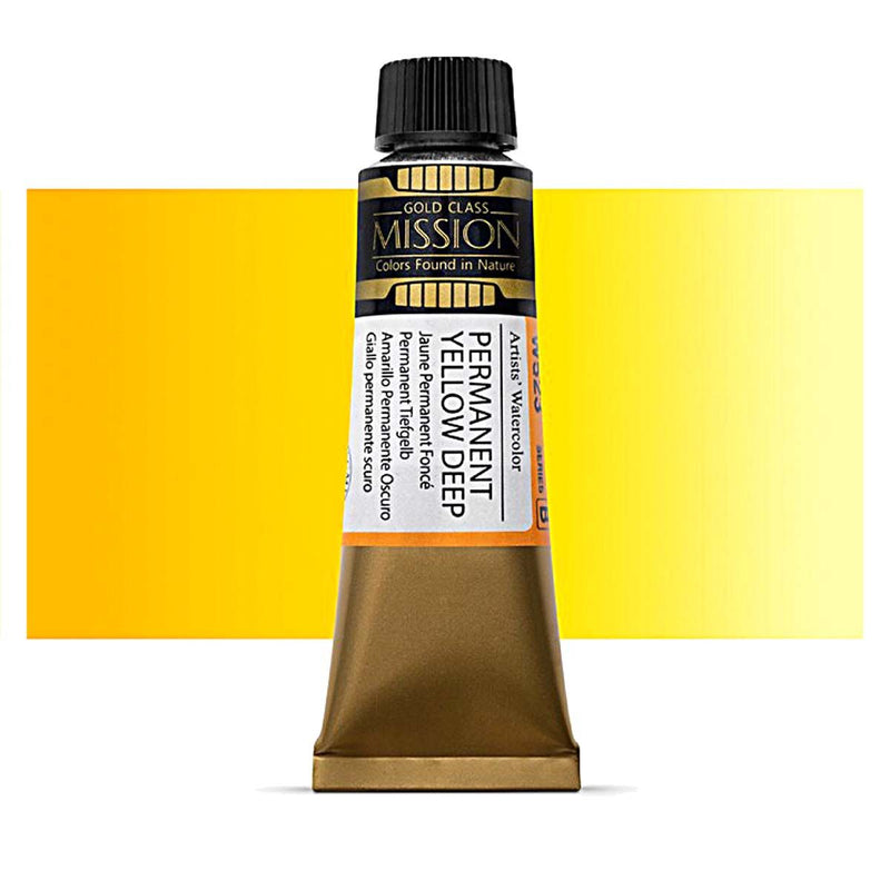 Mijello Mission Gold Class Professional Grade Extra-Fine Watercolour - Permanent Yellow Deep (523) - 15 Ml