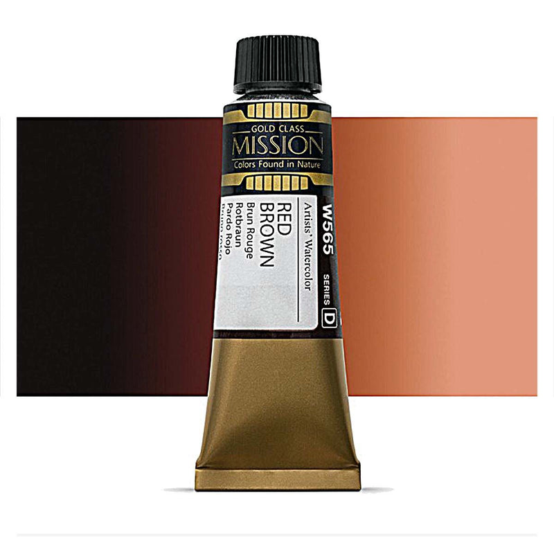 Mijello Mission Gold Class Professional Grade Extra-Fine Watercolour - Red Brown (565) - 15 Ml