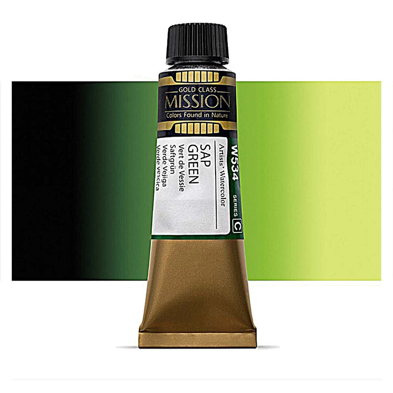 Mijello Mission Gold Class Professional Grade Extra-fine Watercolour - Sap Green (534) - 15 Ml