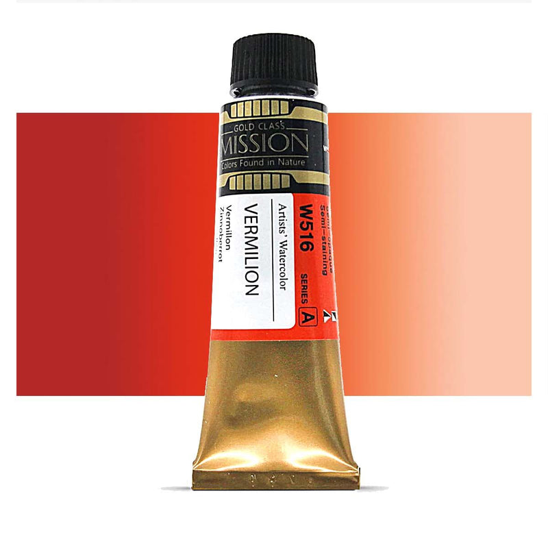 Mijello Mission Gold Class Professional Grade Extra-Fine Watercolour - Vermilion (516) - 15 Ml