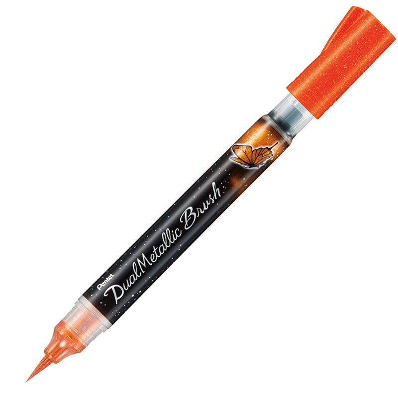 PENTEL XGFH-DFX DUALMETALLIC BRUSH PEN - ORANGE+METALLIC YELLOW