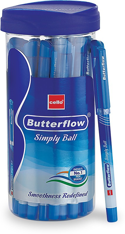 Cello Butterflow Simply Ball Pen (Pack of 25, Ink Color - Blue)