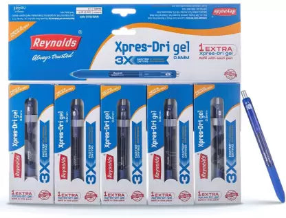 Reynolds XpressDri Gel Pen Pack Of 5 Gel Pen (Pack of 5, Ink Color - Blue)