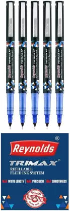 Reynolds Trimax by THE MARK Roller Ball Pen (Pack of 5, Ink Color - Blue)