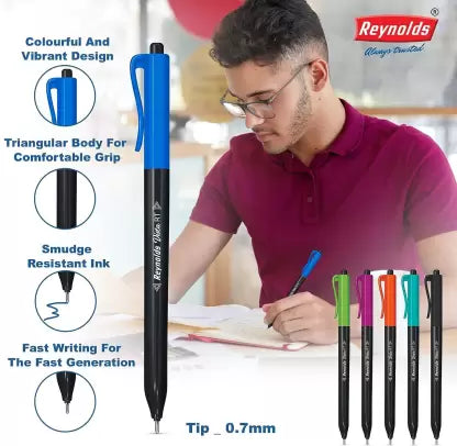 Reynolds Vista Ball Pen (Pack of 25, Ink Color - Blue & Black)