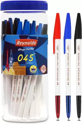 Reynolds 045 Carbure Ball Pen (Pack of 25, Ink Color - Blue, Black, Red)