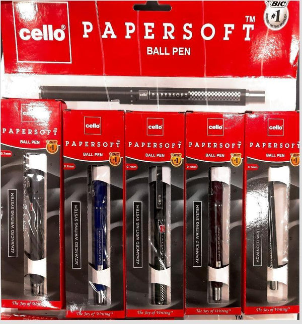 Cello Papersoft Ball Pen (Pack of 10, Ink Color - Blue)