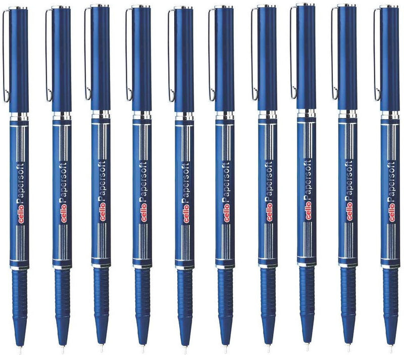 Cello Papersoft Ball Pen (Pack of 10, Ink Color - Blue)