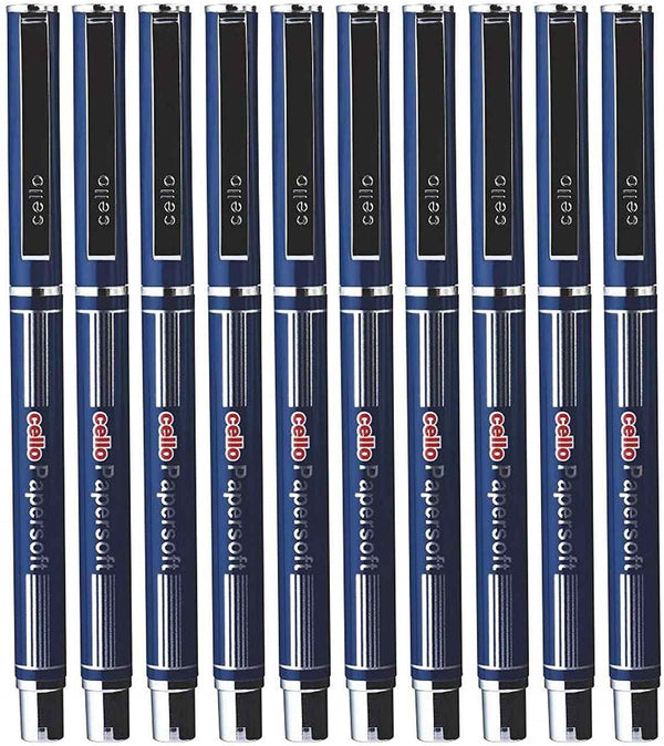 Cello Papersoft Ball Pen (Pack of 10, Ink Color - Blue)