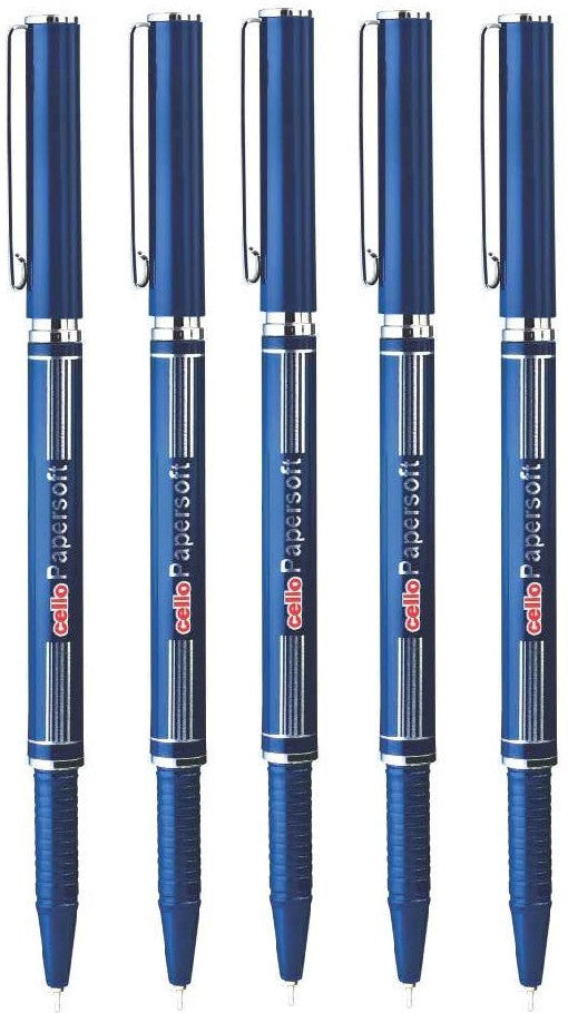 Cello Papersoft Pack OF 5 Ball Pen (Pack of 5, Ink Color - Blue)