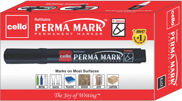 Cello Perma Mark Permanent Marker (Set of 10, Black)