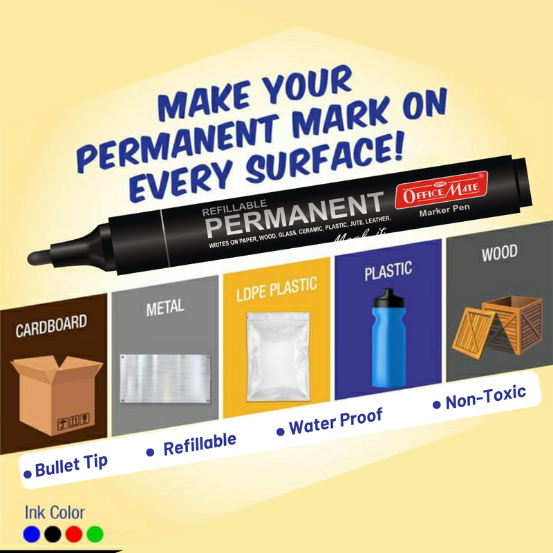 Soni Officemate Hi-Tech Refillable Permanent Marker Pen in Blister Pack