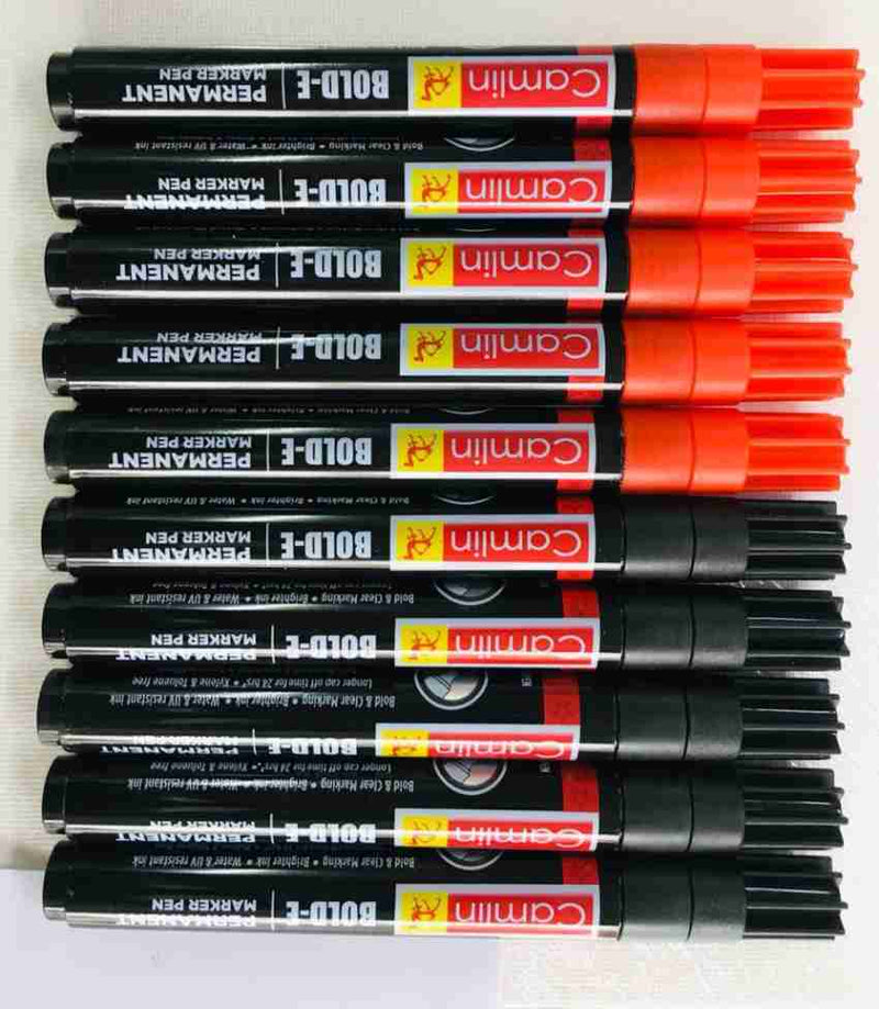 Camlin Permanent Marker Pack of 10 ( Black 5 + Red 5)