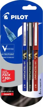 Pilot V7 Liquid Ink Rollerball Pen (Pack of 3)