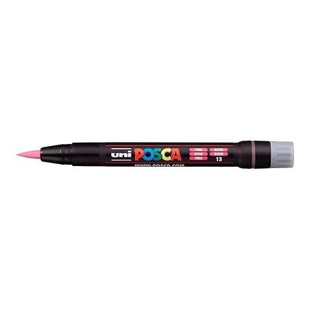 Uni Posca Brush Marker PCF-350 Non-Toxic Water-Based 5 Pcs | Pink Ink |