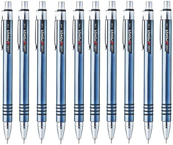 Cello Power Fine Ball Pen (Pack of 10, Ink Color - Blue)