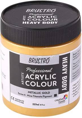 Brustro Professional Artists’ Heavybody Acrylic Paint 237ml Metallic Gold (Sr 4)