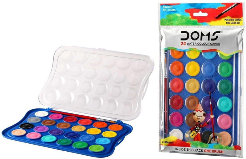 DOMS 24 Water Color Cake 1 Piece Brush Free