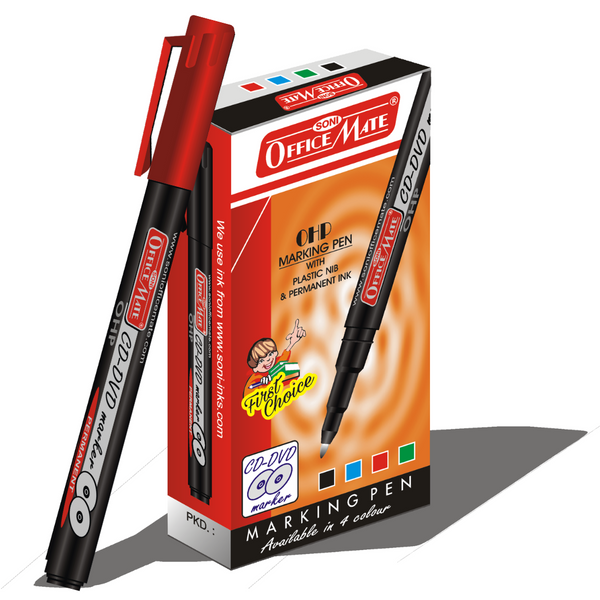 Soni Officemate CD/DVD Marker - Pack of 10 (Red)