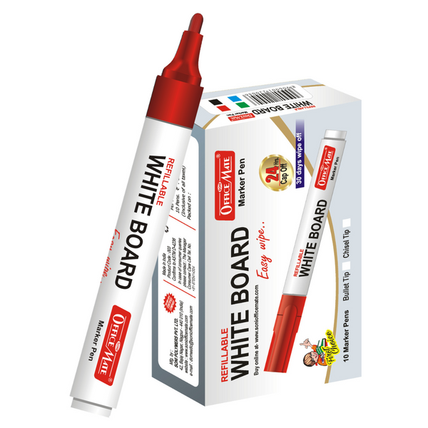 Soni Officemate Whiteboard Marker Red - Pack of 10