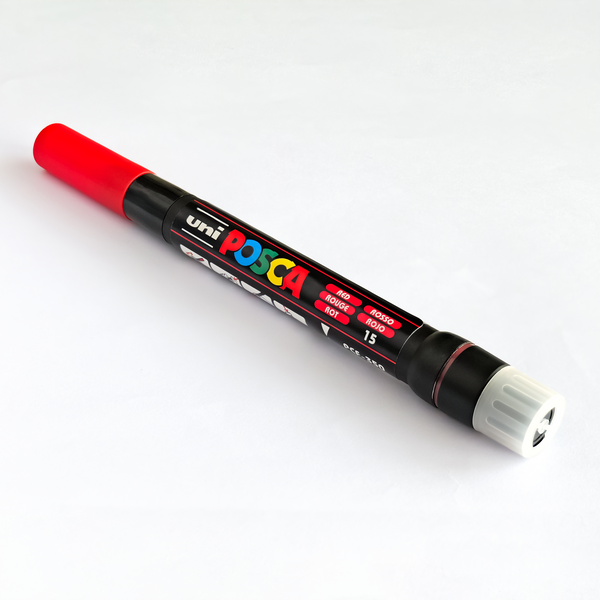 Uni Posca Brush Marker PCF-350 Non-Toxic Water-Based 5 Pcs | Red Ink |