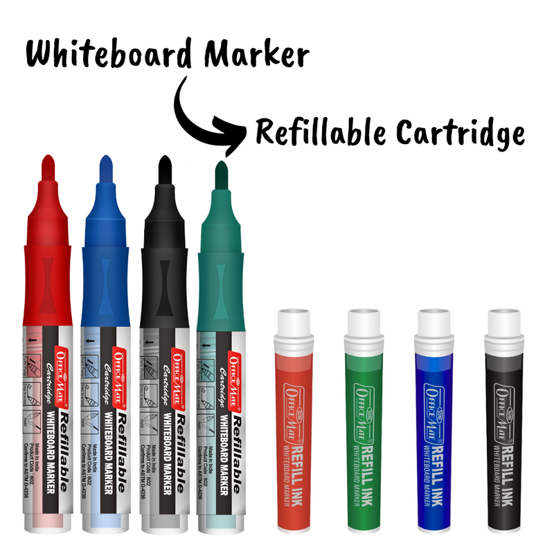 Soni Officemate Combo of Four Liquid Whiteboard Marker and Four Refills ( 4 Liquid Whiteboard Marker +4 Refills)