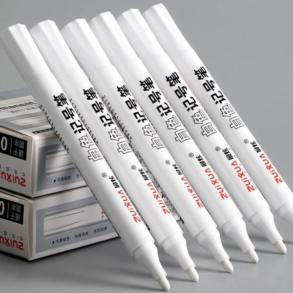 Like it 5pcs Waterproof White Permanent Paint Pen Oily Marker Pen Drawing for Rock Painting Stone Canvas Glass Metal Metallic Ceramic Tire